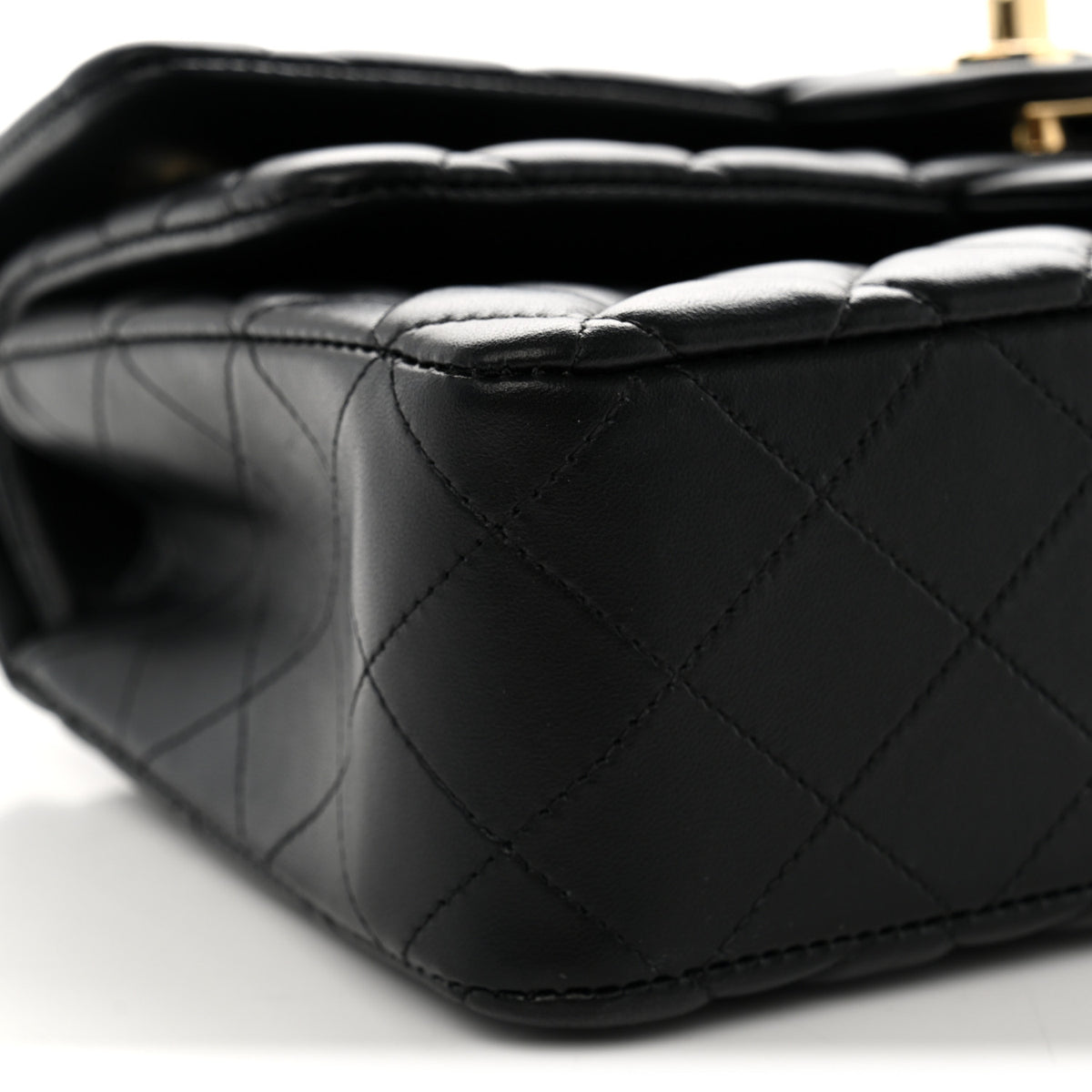 Lambskin Quilted Layered Flap Bag Black