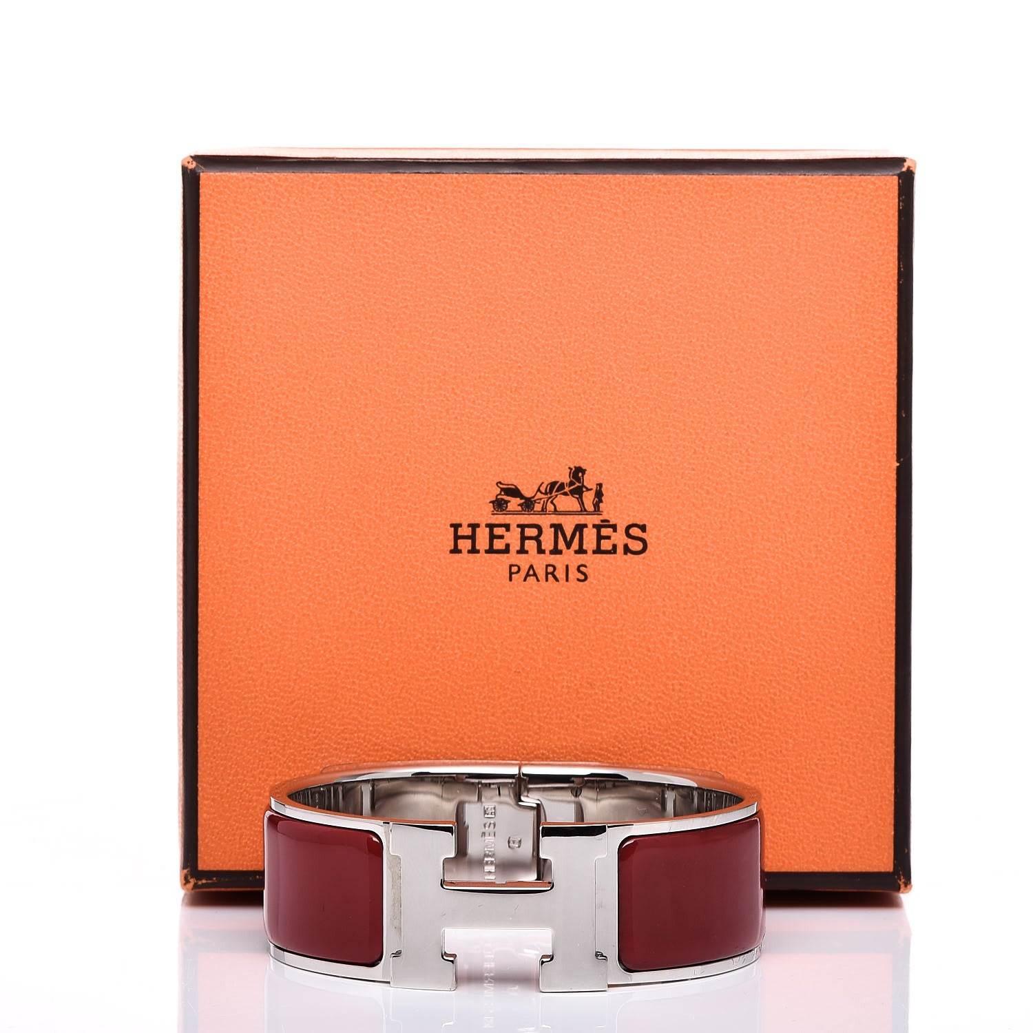 Hermes Enamel Wide Clic Clac H Bracelet PM Red 5 of 5