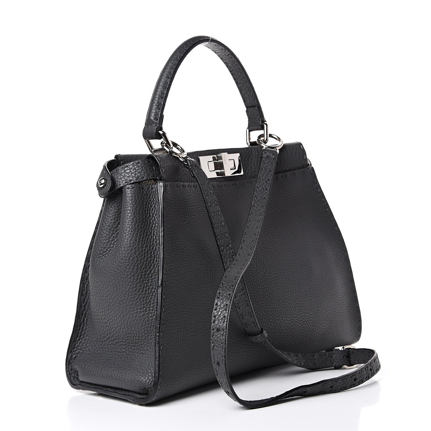 Cuoio Romano Selleria Bi-Color Medium Peekaboo Iconic Satchel Asfalto Latte