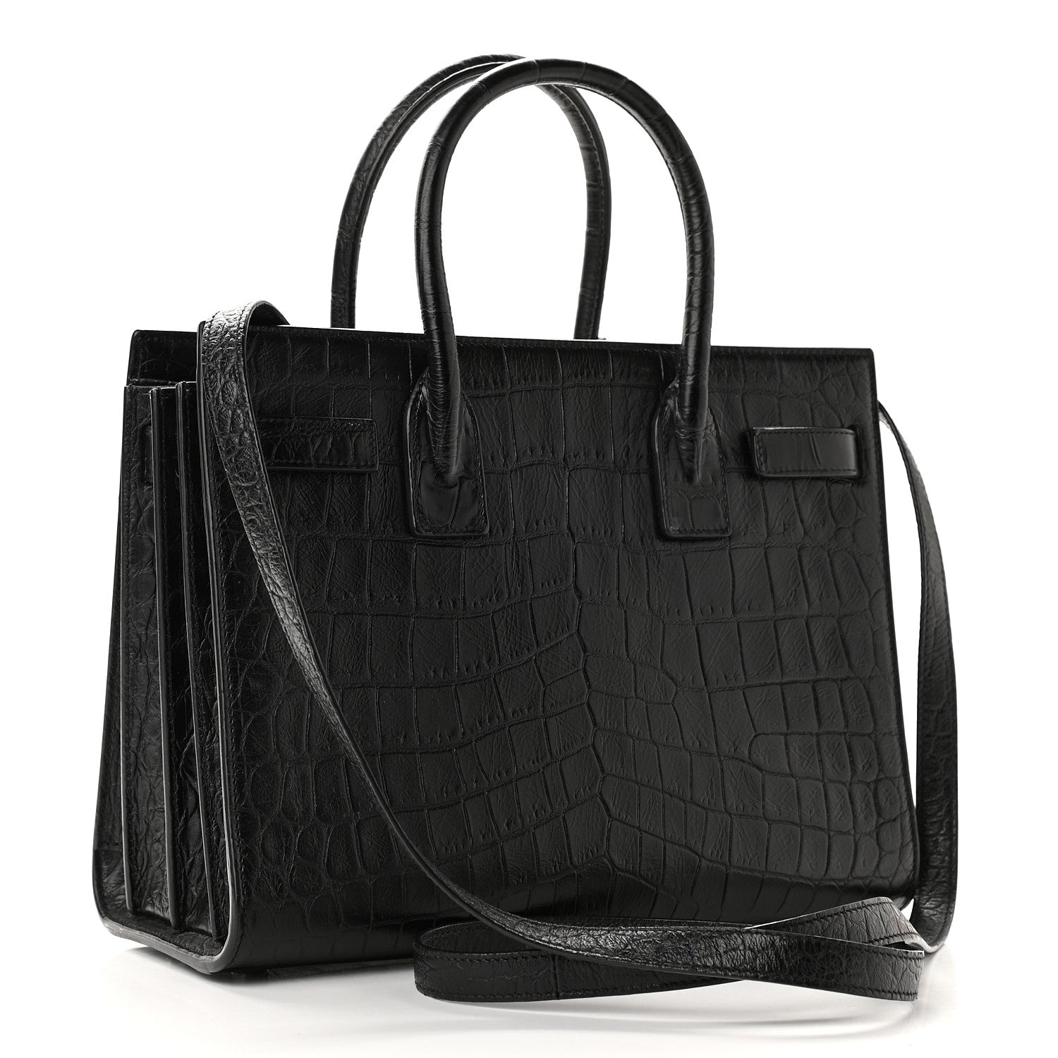 Saint Laurent Calfskin Crocodile Embossed Baby Sac De Jour Black 2 of 8