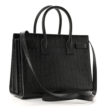 Saint Laurent Calfskin Crocodile Embossed Baby Sac De Jour Black 2 of 8
