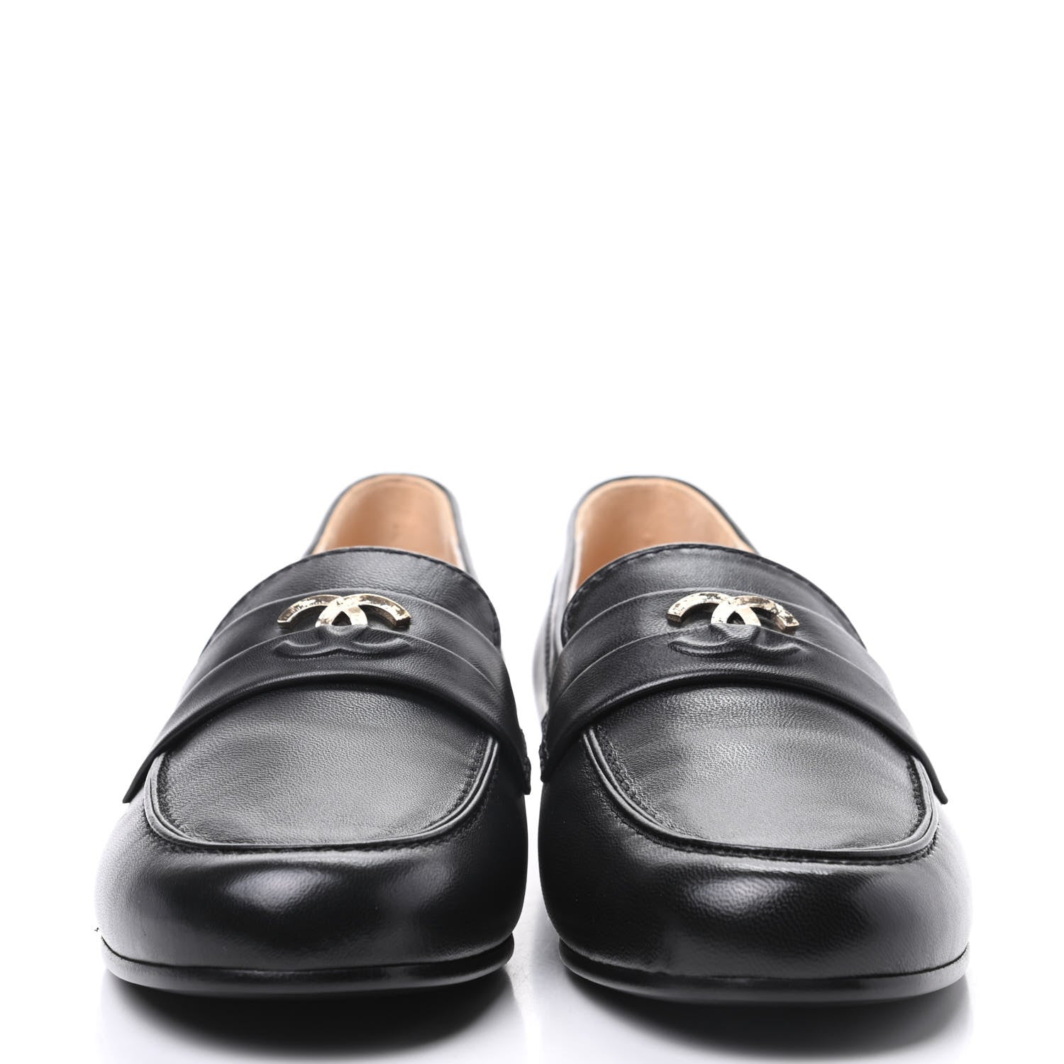 Chanel Lambskin CC Loafers 38 Black 3 of 11