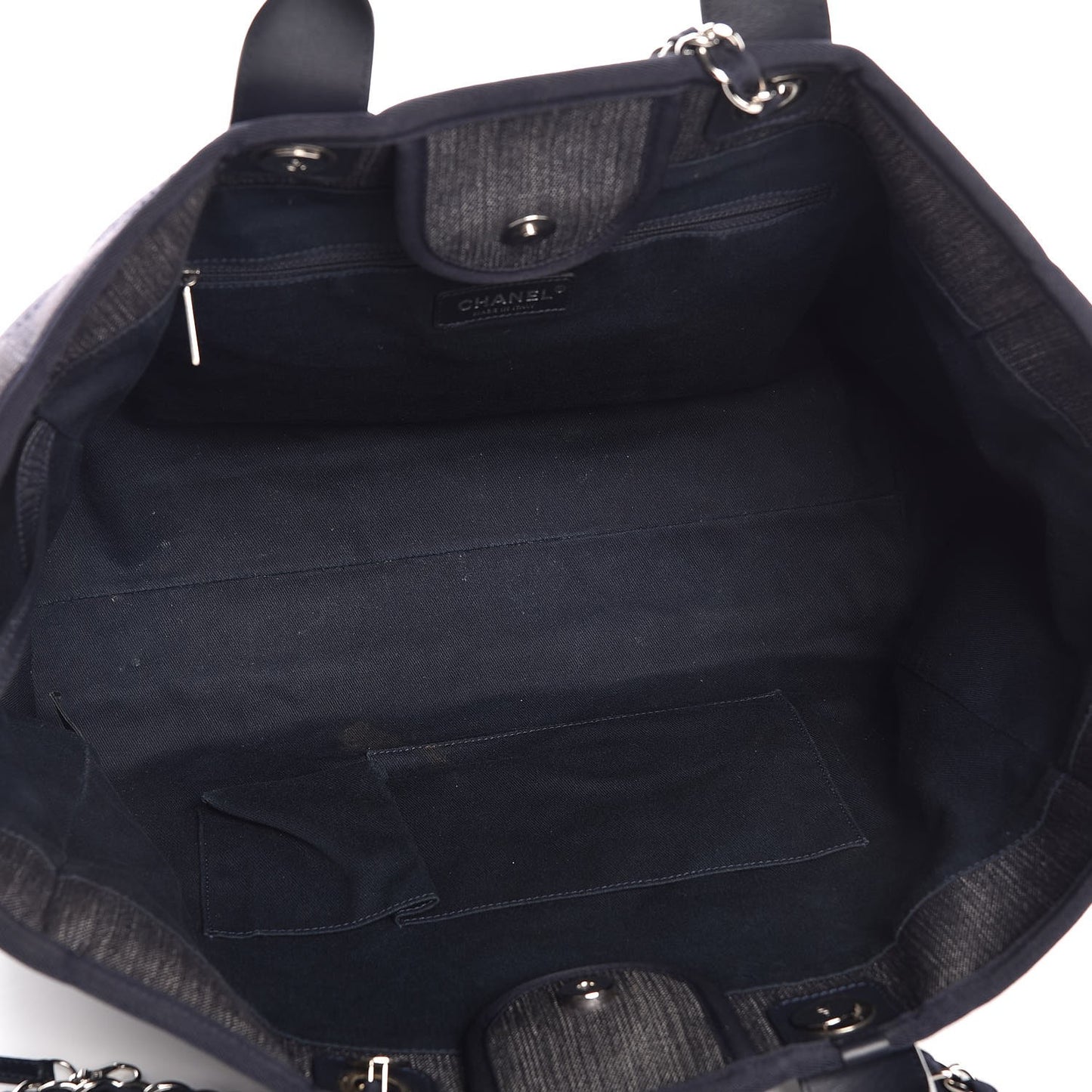 Denim Large Deauville Tote Blue Orange