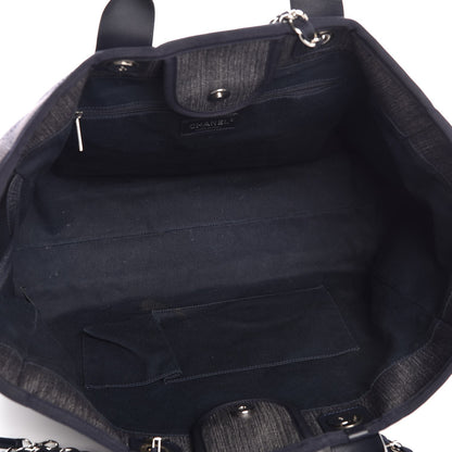 Chanel Denim Large Deauville Tote Blue Orange 5 of 8