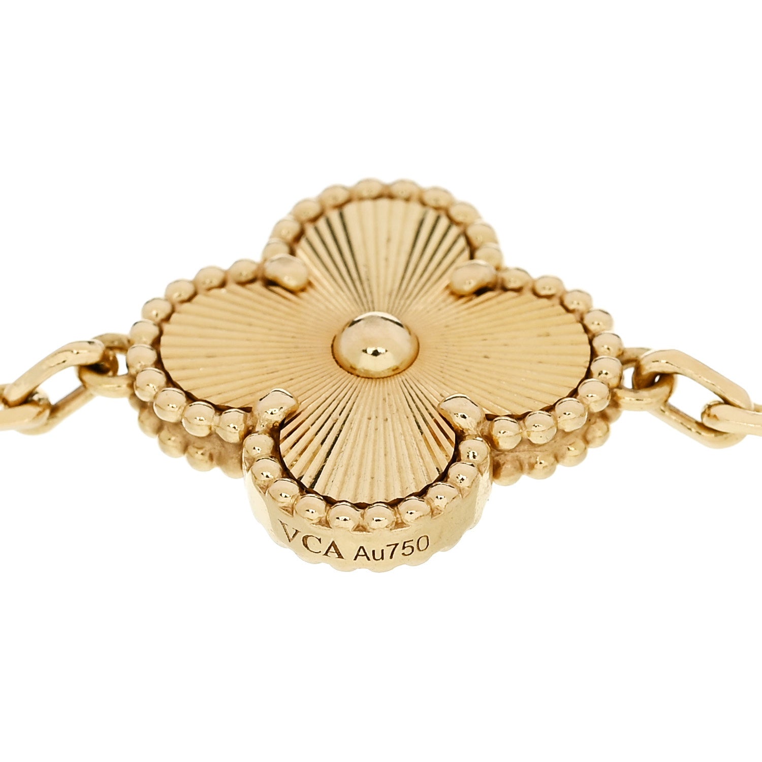 Van Cleef & Arpels 18K Yellow Gold 5 Motifs Guilloche Vintage Alhambra Bracelet 4 of 5