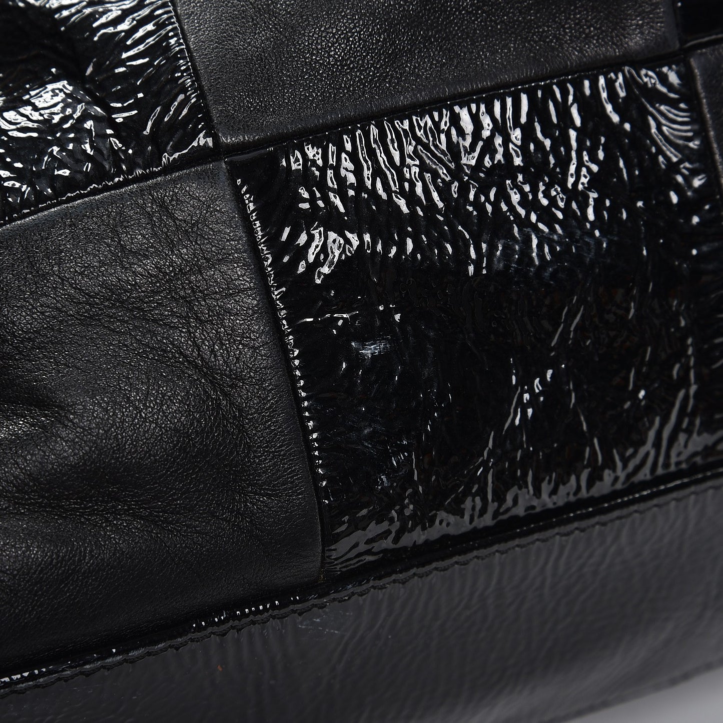 Patent Patchwork Large Brooklyn Tote Black