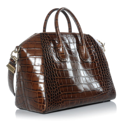 Givenchy Calfskin Crocodile Embossed Medium Antigona Brown 3 of 6