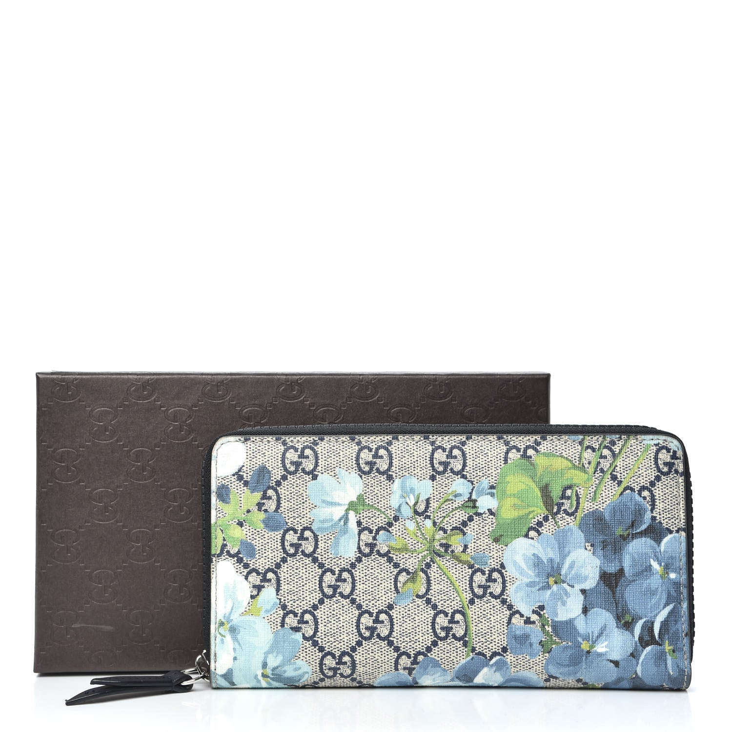 Gucci GG Supreme Monogram Blooms Zip Around Wallet Blue 8 of 8