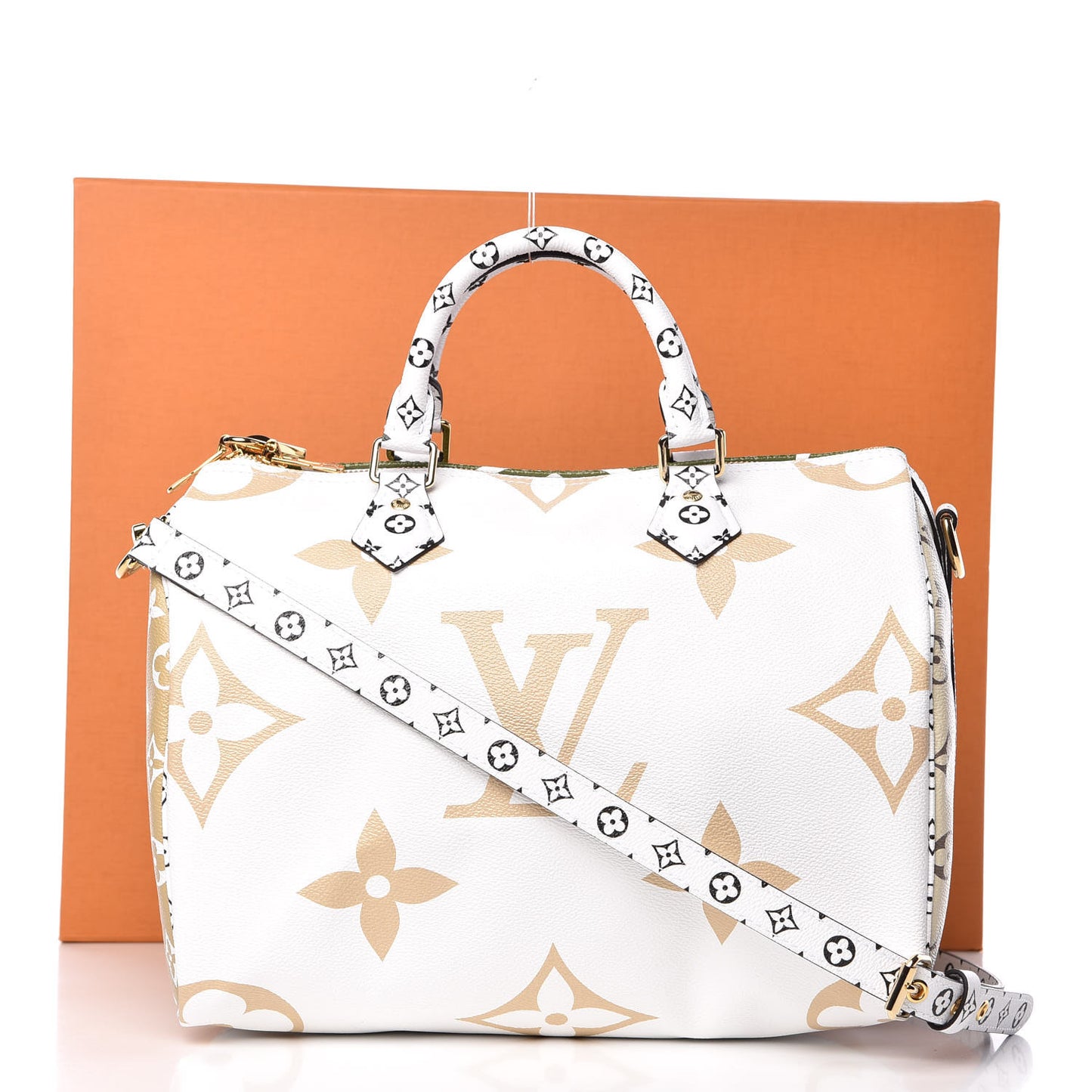 Monogram Giant Speedy Bandouliere 30 Kaki Beige