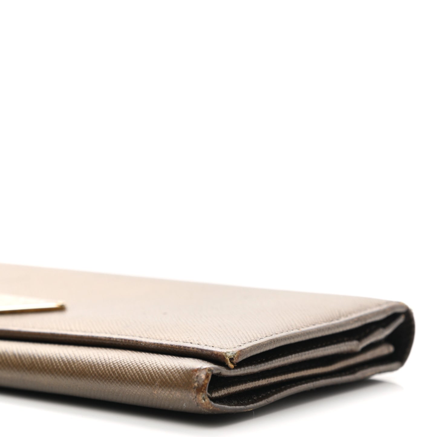 Metallic Saffiano Continental Flap Wallet Bronze