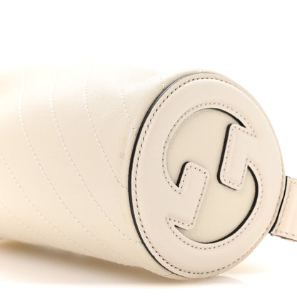 Gucci Sakai Be Green Calfskin Diagonal Stitched Mini Blondie Barrel Shoulder Bag Mystic White 10 of 10