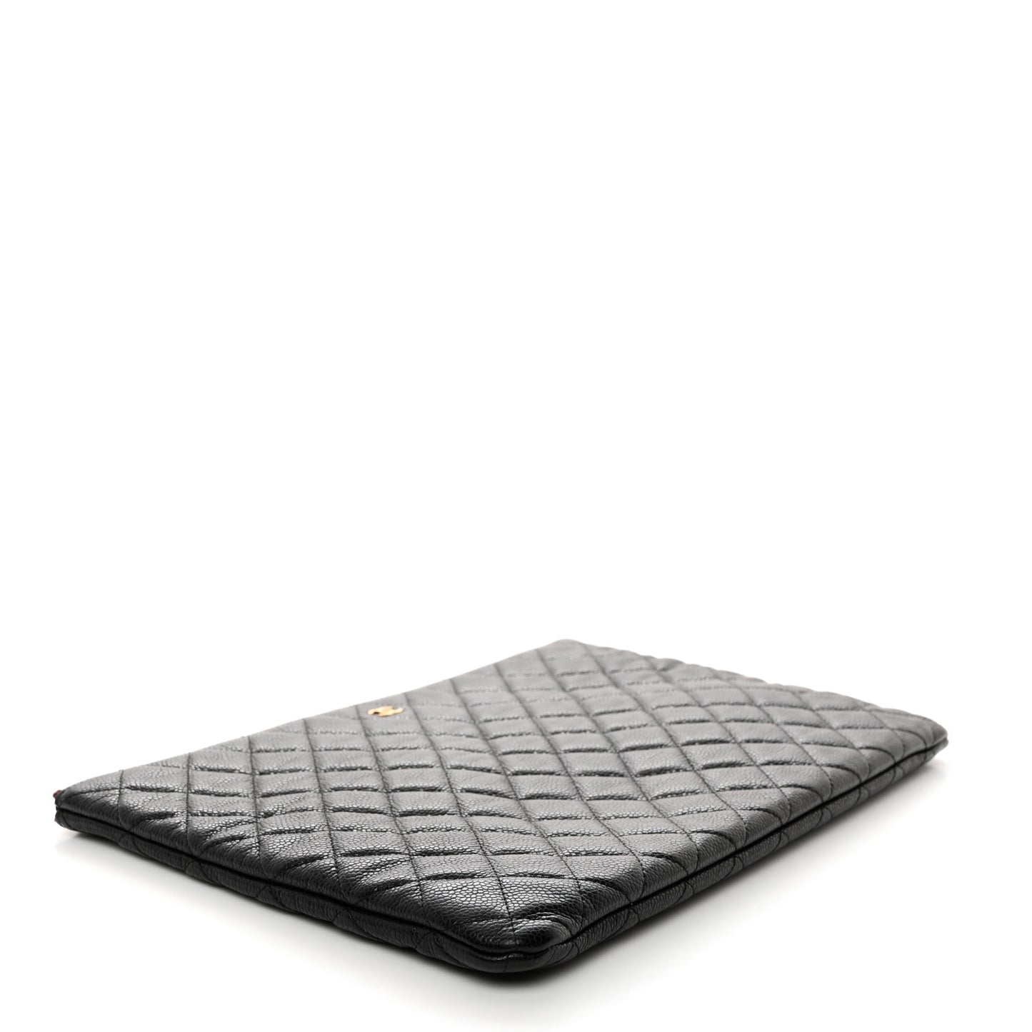 Caviar Quilted Large Cosmetic Case Black