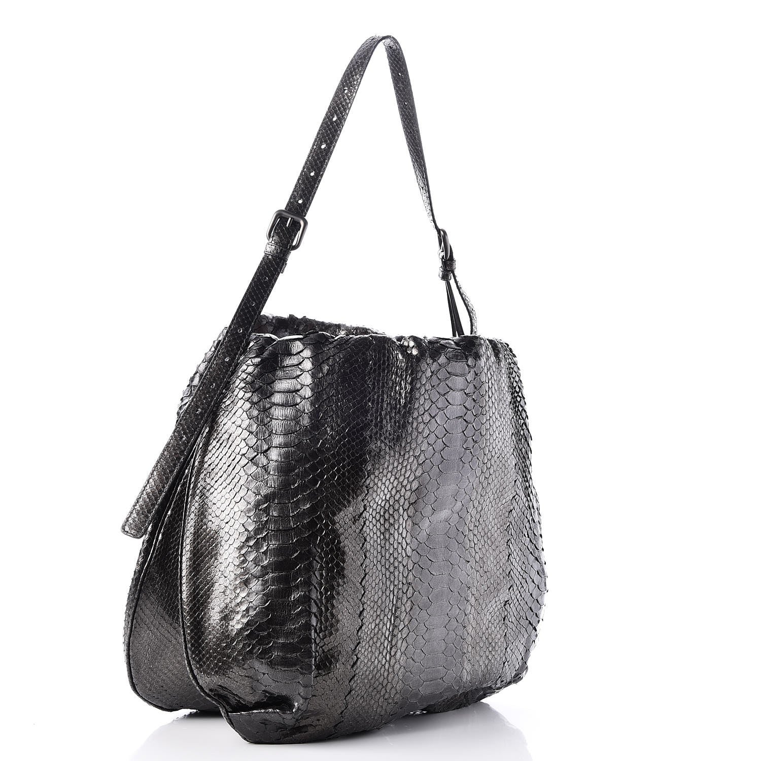 Bottega Veneta Metallic Python Shoulder Bag Flannel 3 of 8