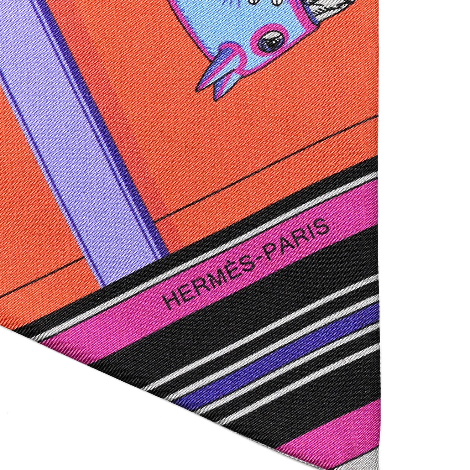 Hermes Silk Carre En Carres Maxi Twilly Rouge Vert Vif Violet 3 of 5