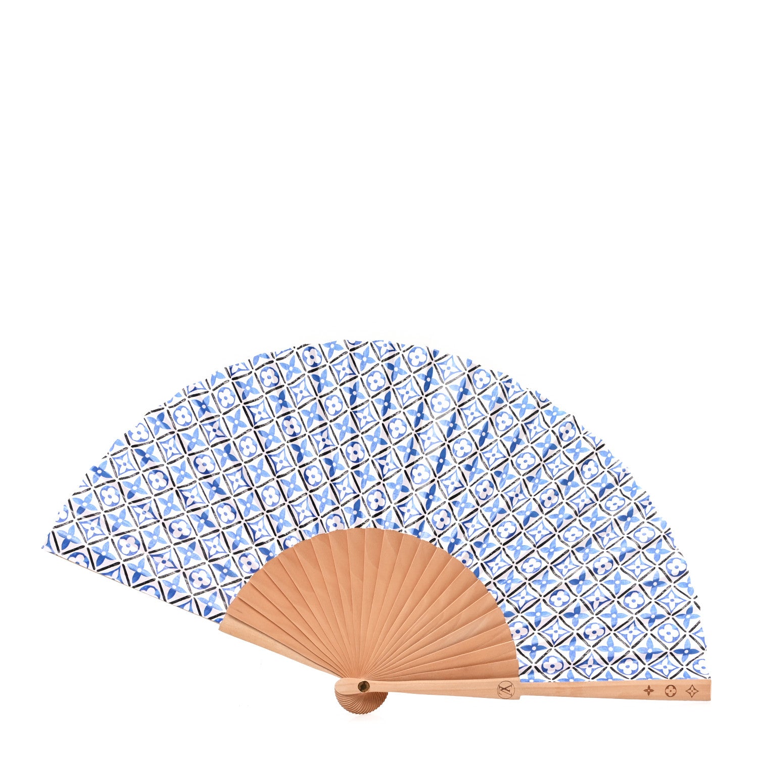 Louis Vuitton Sycamor Wood Cotton Monogram Tile Fan Blue 1 of 3