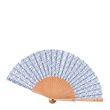 Louis Vuitton Sycamor Wood Cotton Monogram Tile Fan Blue 1 of 3