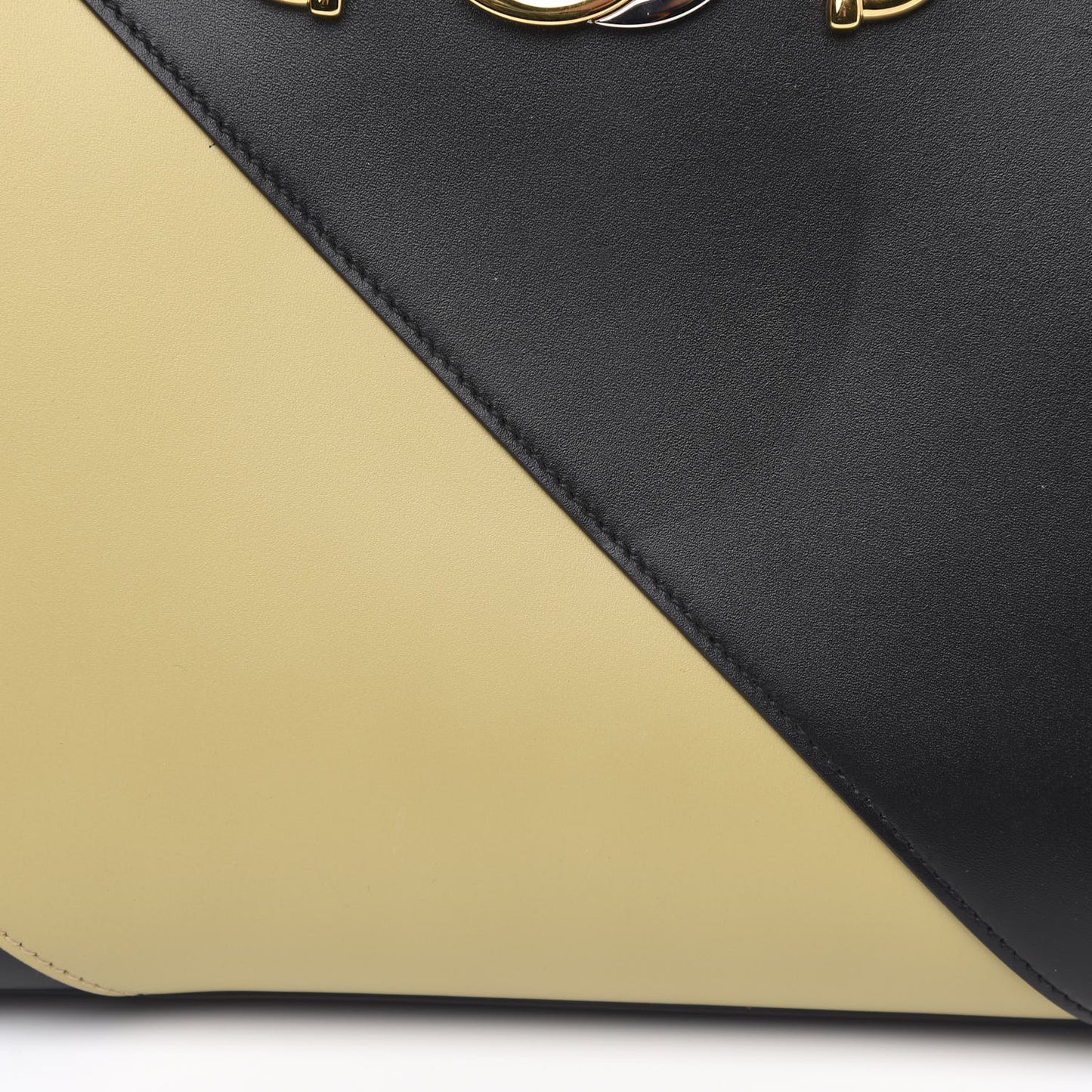 Smooth Calfskin Small Zumi Top Handle Bag Black Yellow