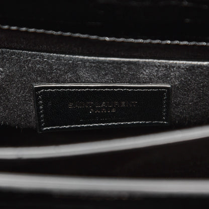 Saint Laurent Calfskin Crocodile Embossed Medium Monochrome Monogram Sunset Black 7 of 7