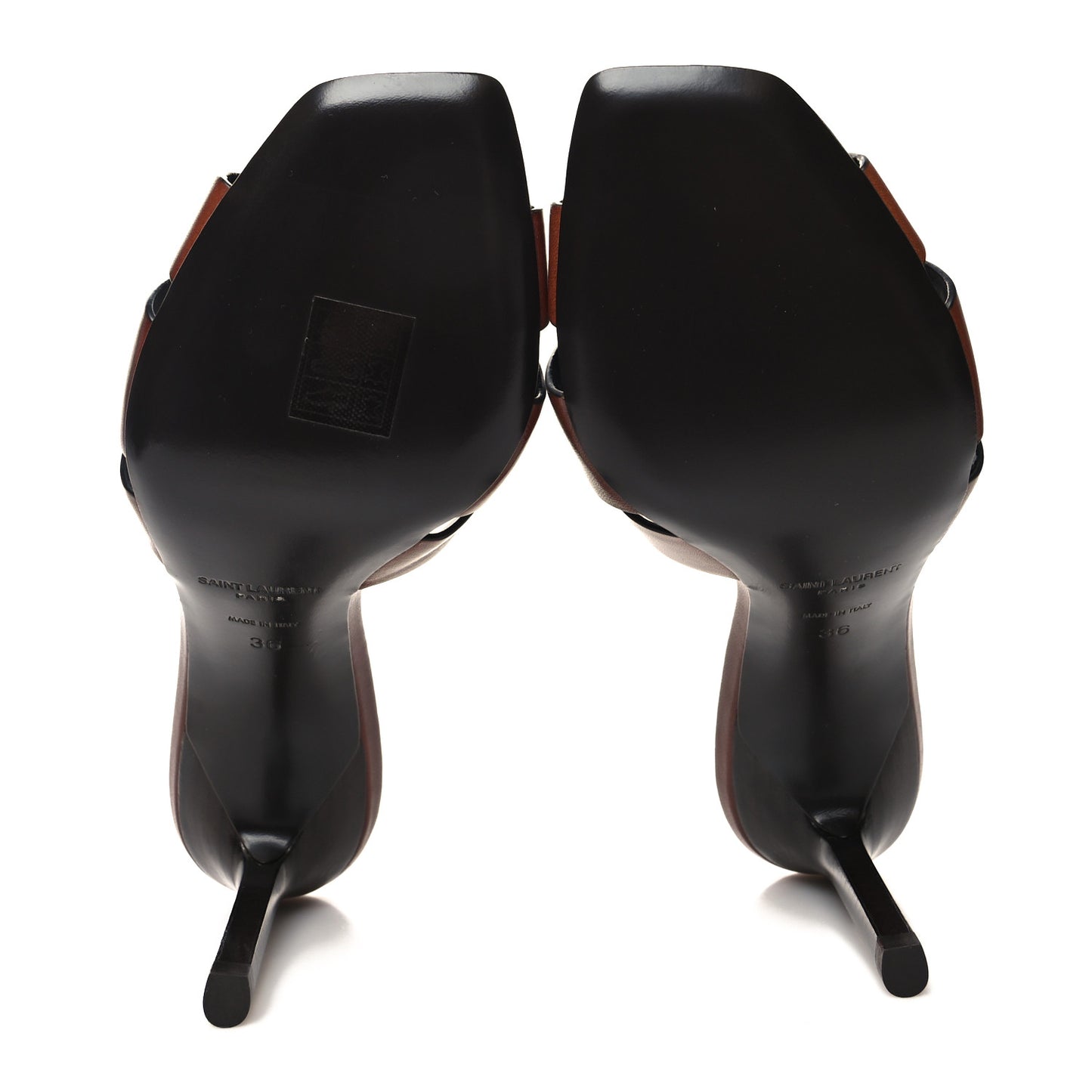 Calfskin Tribute 85 Slide Sandals 36 Amber