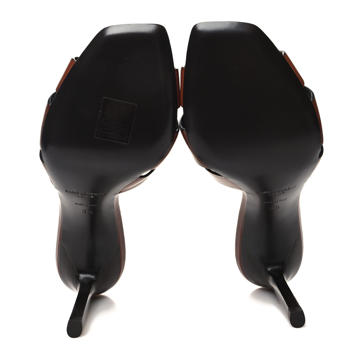 Saint Laurent Calfskin Tribute 85 Slide Sandals 36 Amber 5 of 10