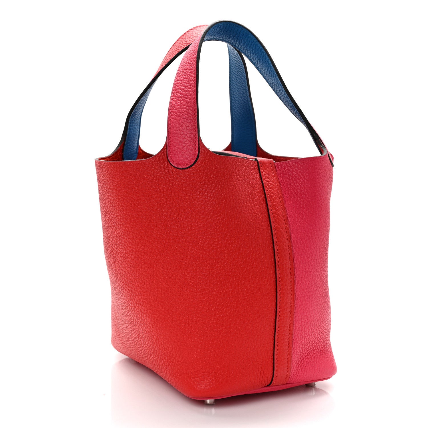 Hermes Taurillon Clemence Tri-Color Picotin Lock 18 PM Rouge Coeur Rose Extreme Bleu Zanzibar 3 of 9