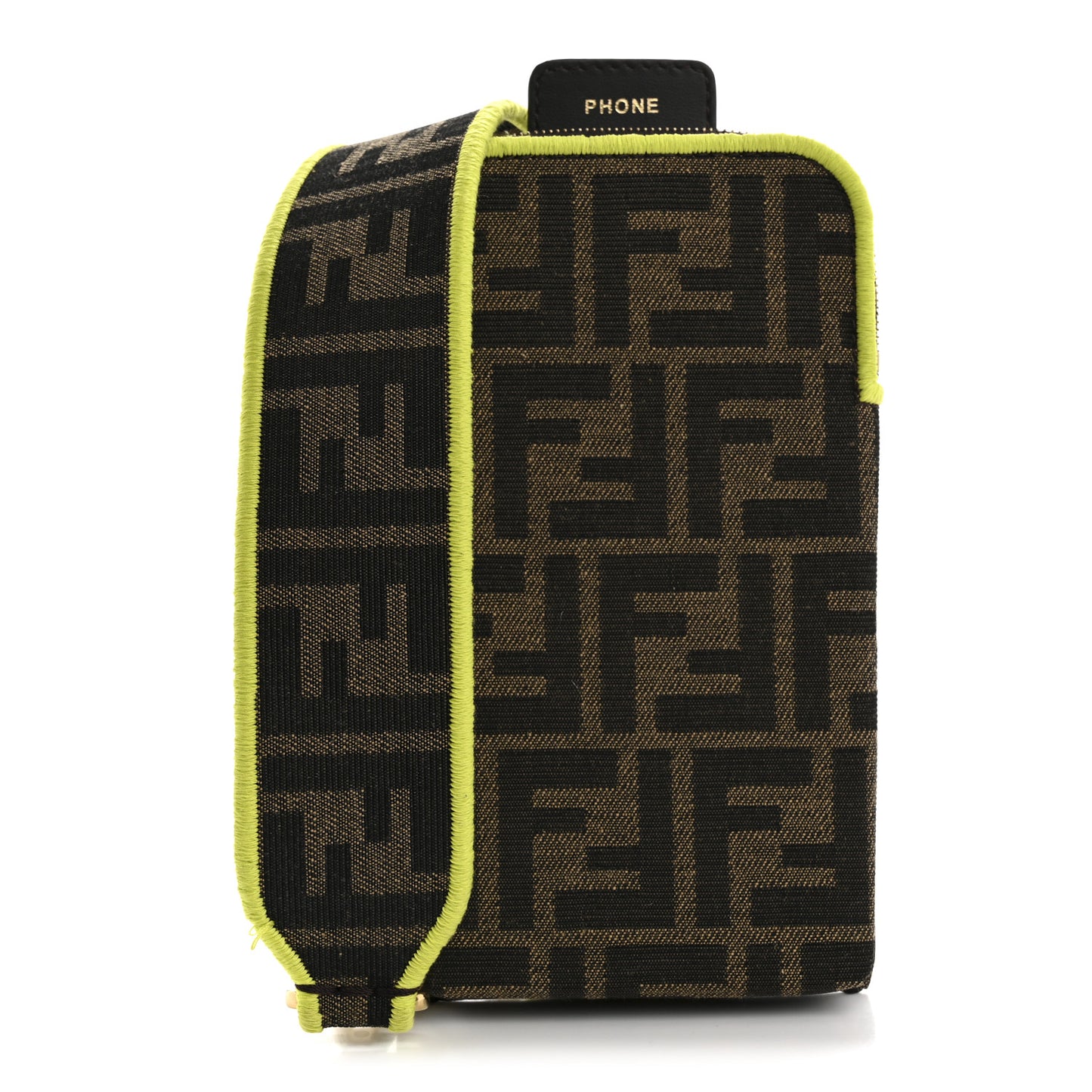 Fabric Jacquard FF 1974 Cell Pocket Strap You Tobacco Moro Giallo Fluo