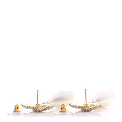 Chanel Pearl CC Drop Earrings Gold Pearly White 3 of 4