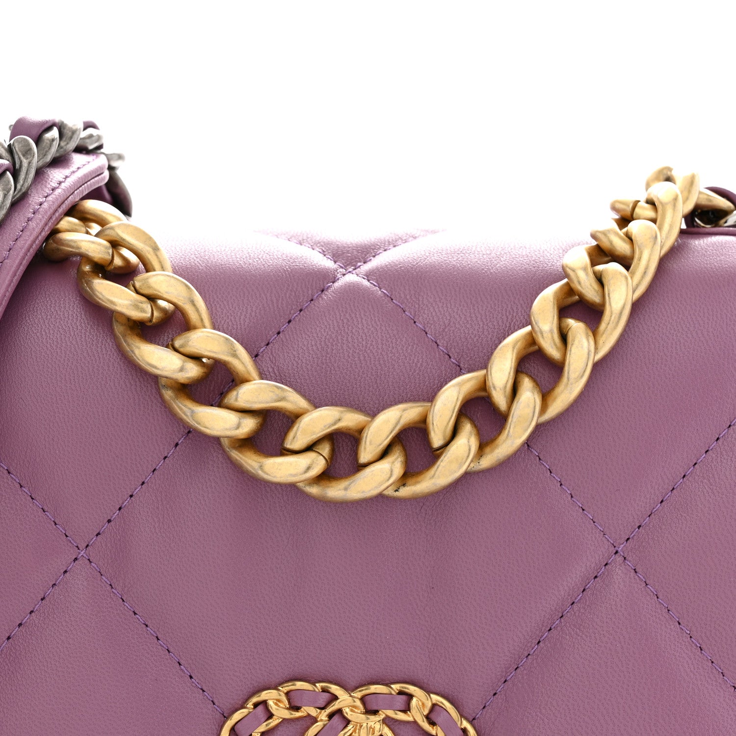 Chanel Goatskin Quilted Medium Chanel 19 Flap Violet Purple 8 of 10
