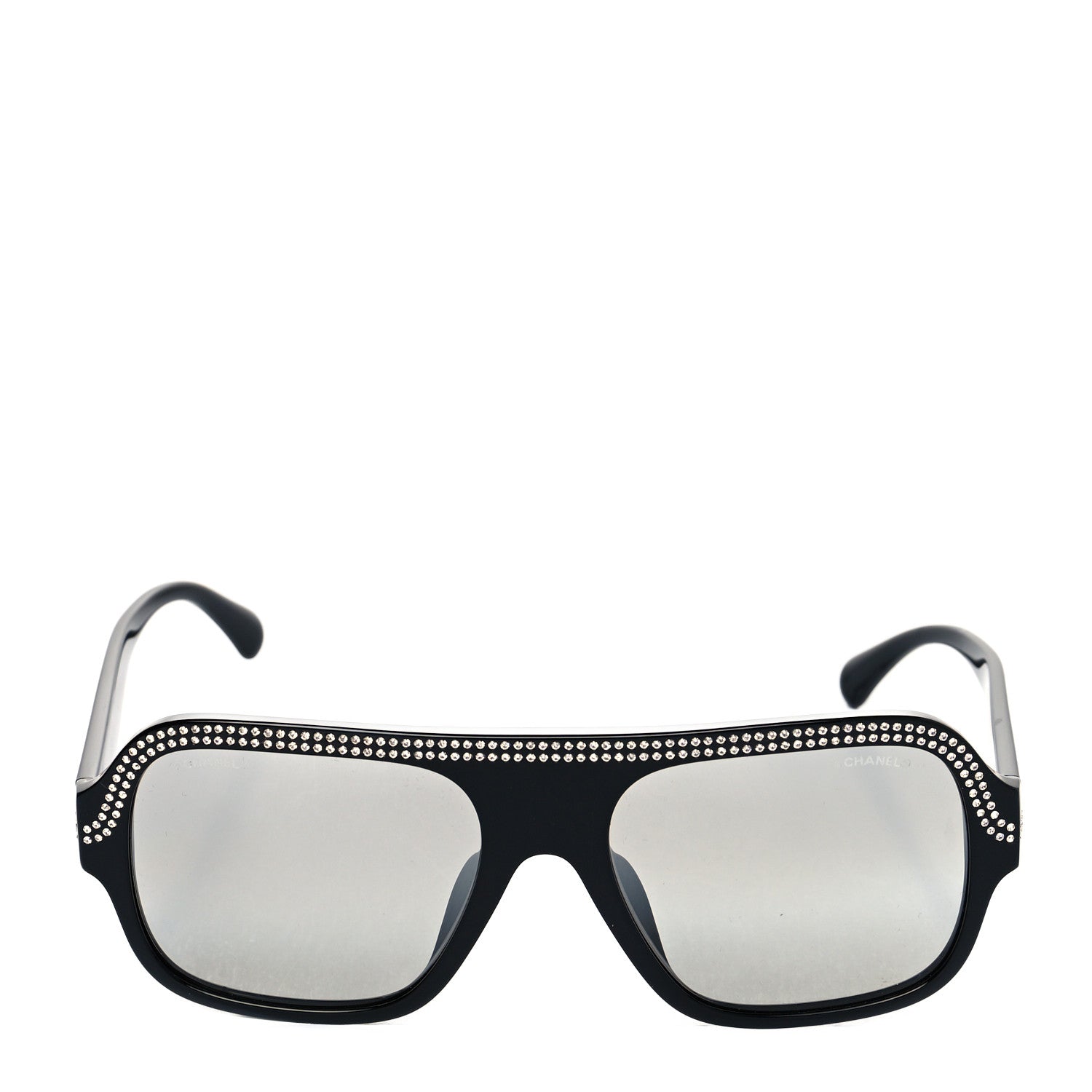 Chanel Crystal CC Shield Sunglasses 71432A Black Silver 2 of 9