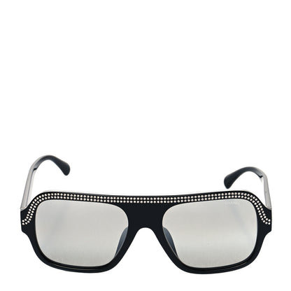 Chanel Crystal CC Shield Sunglasses 71432A Black Silver 2 of 9