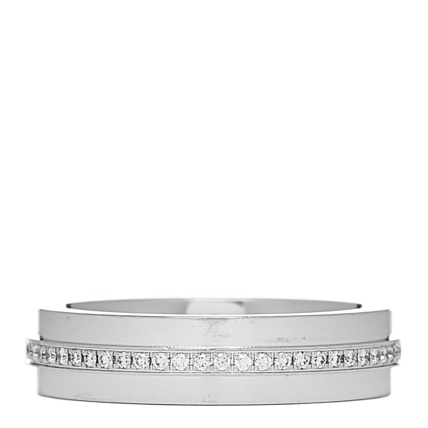 Tiffany 18K White Gold Diamond Narrow T Two Ring 47 4 3 of 5