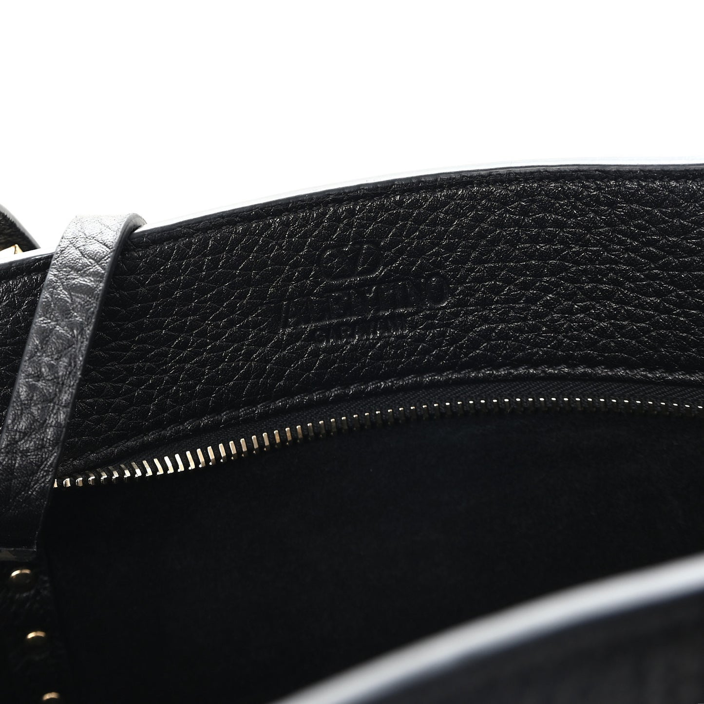 Grained Calfskin North South Rockstud Tote Black