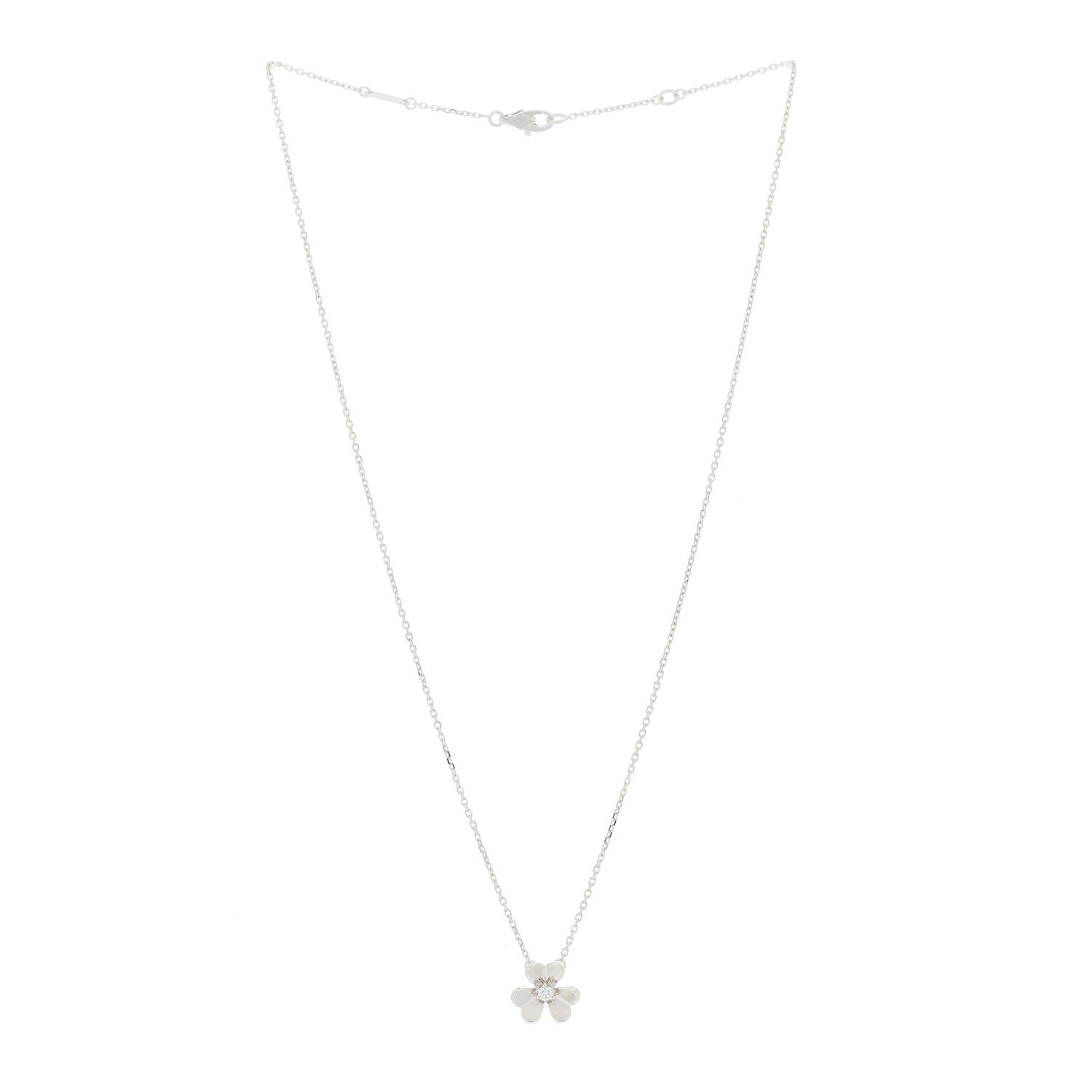 Van Cleef & Arpels 18K White Gold Diamond Mini Frivole Pendant Necklace 2 of 5