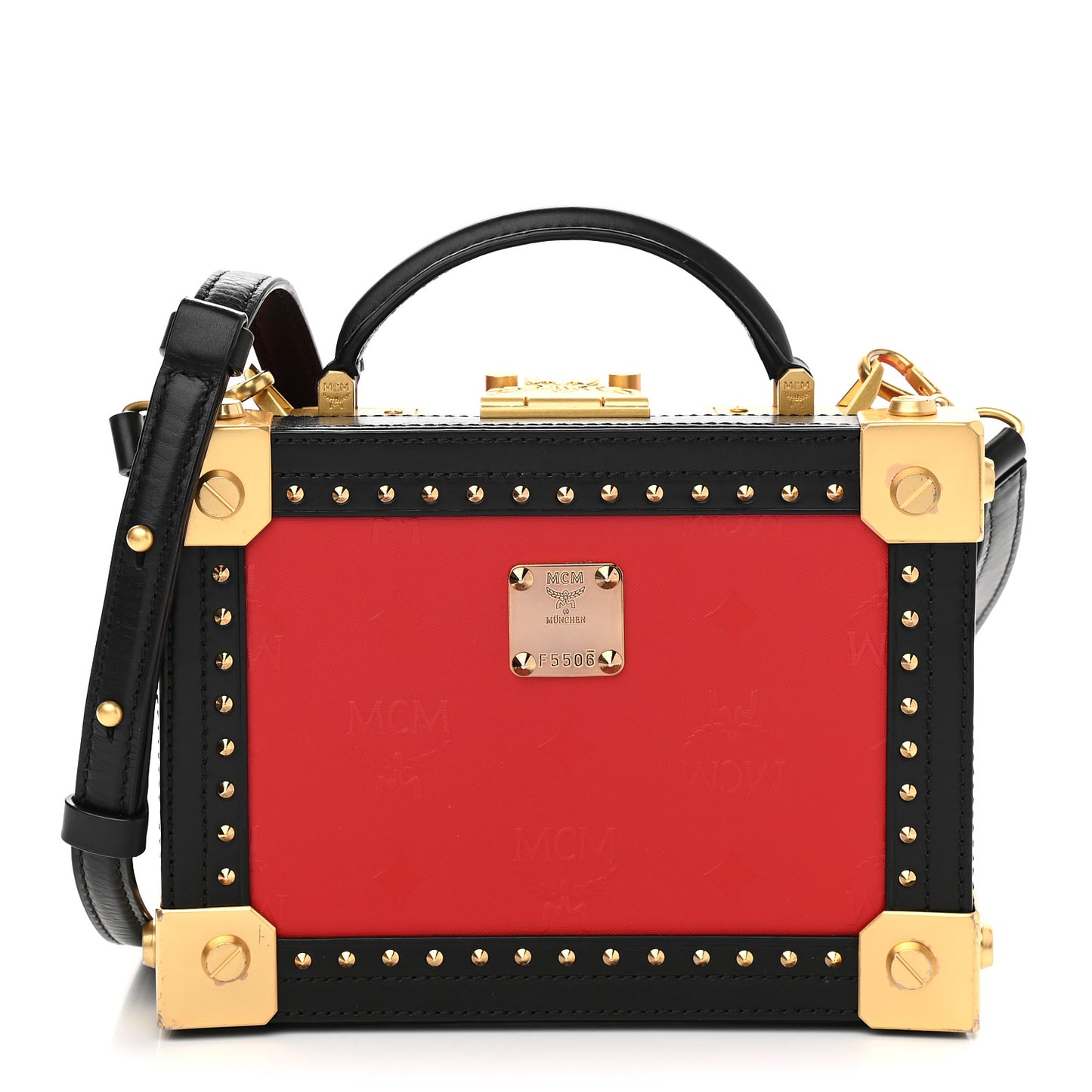 Calfskin Studded Outline Shoulder Bag Red