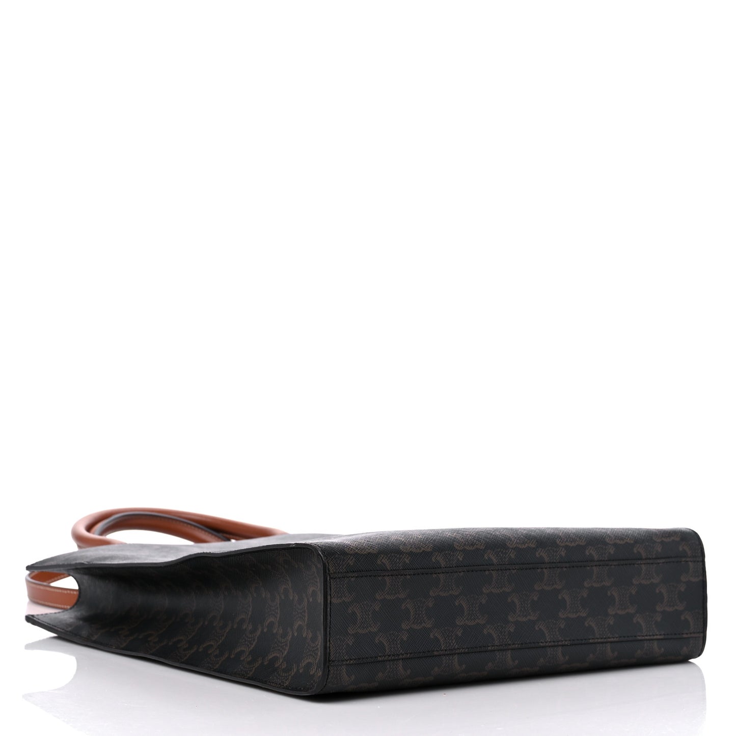 Triomphe Canvas Calfskin Small Vertical Cabas Tan
