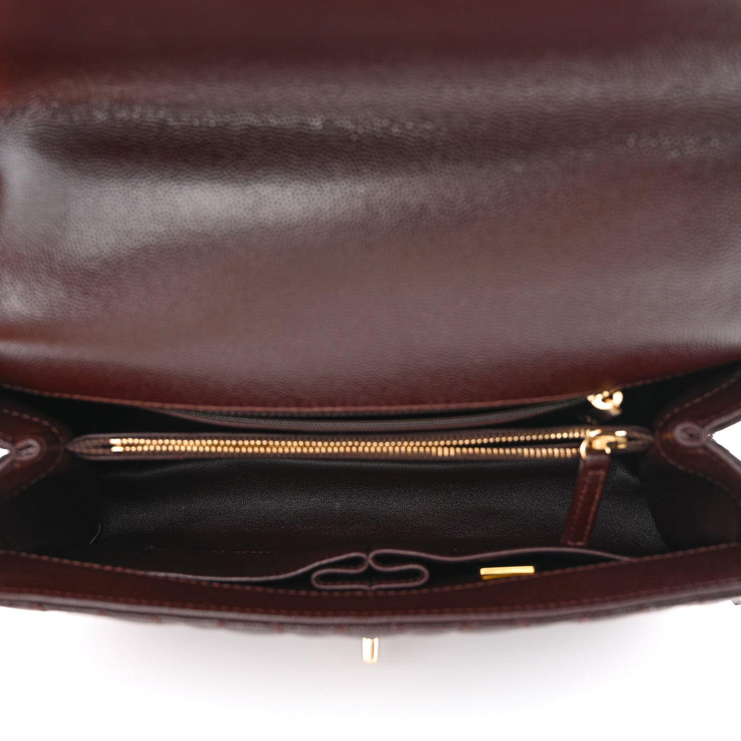 Caviar Quilted Small Coco Handle Flap Dark Brown