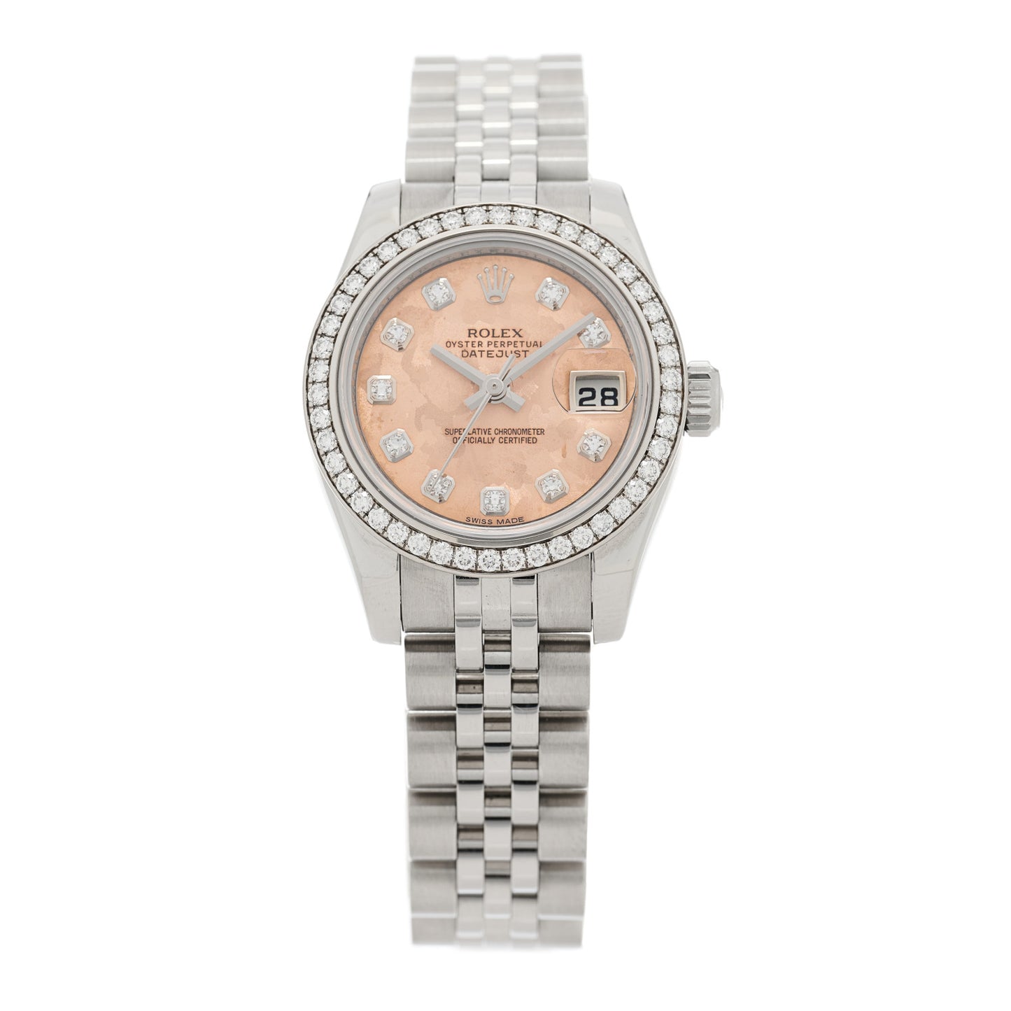 Stainless Steel 18K White Gold Diamond 26mm Oyster Perpetual Datejust Watch Datejust Watch Pink Gold Crystal 179384