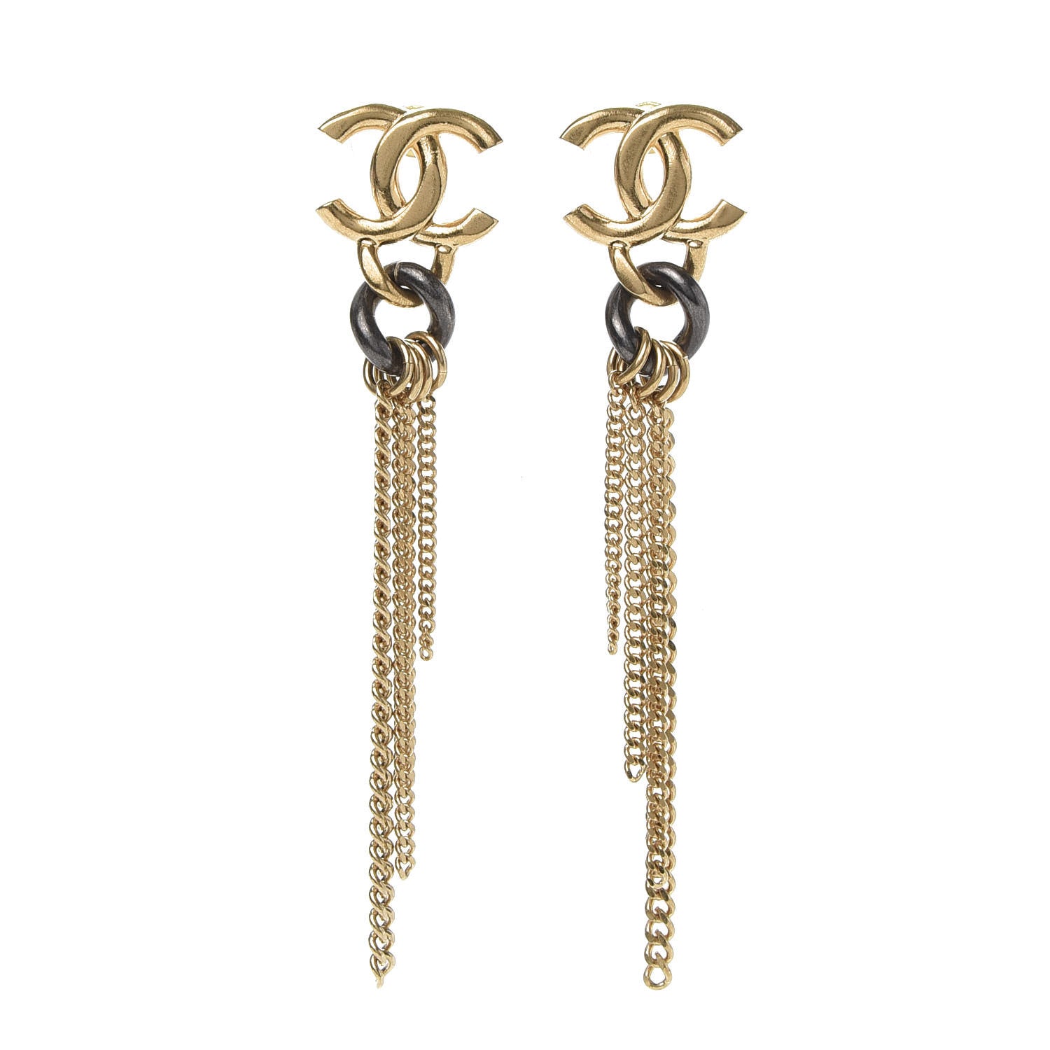 Chanel Chain CC Dangle Earrings Gold 1 of 5