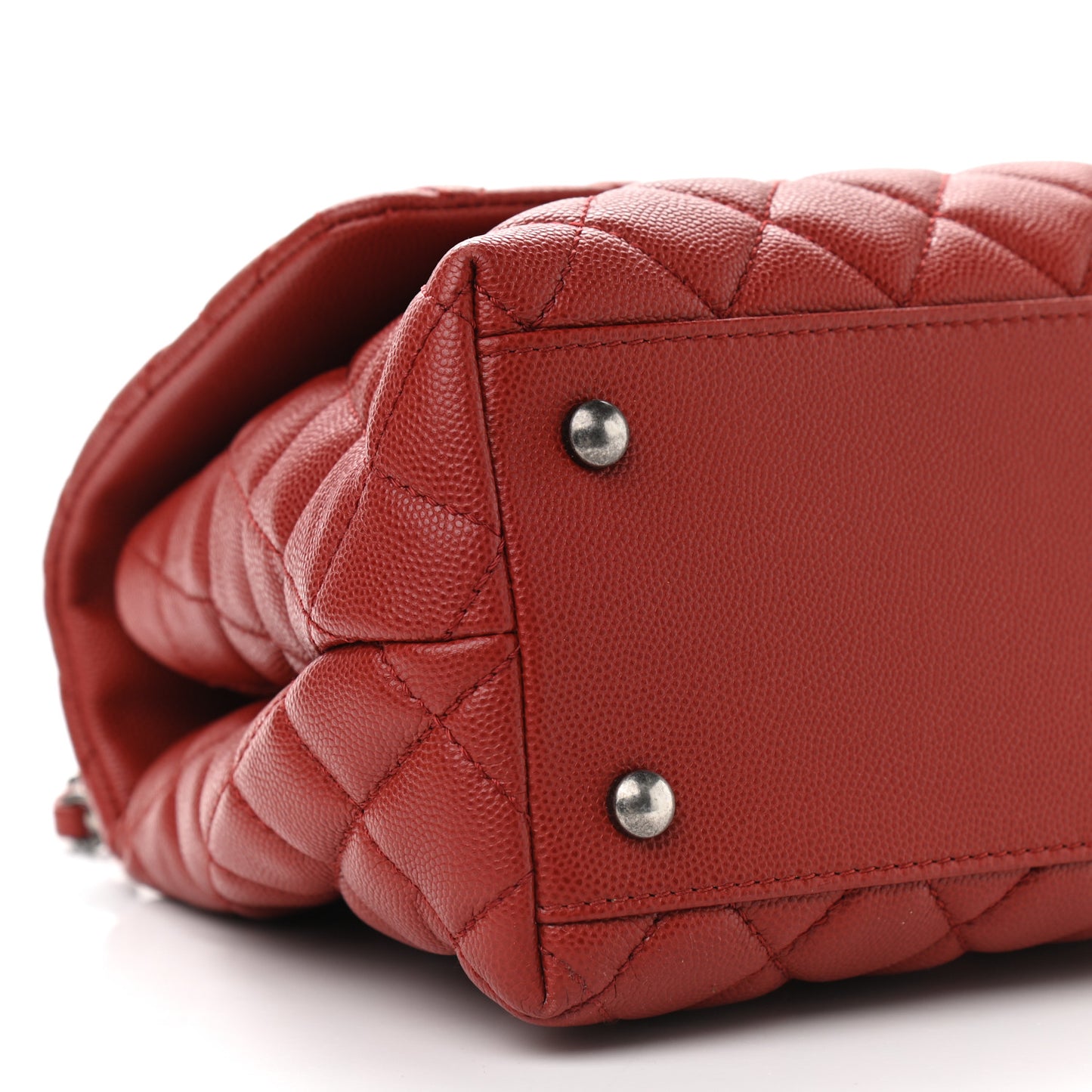 Caviar Quilted Small Coco Handle Flap Red