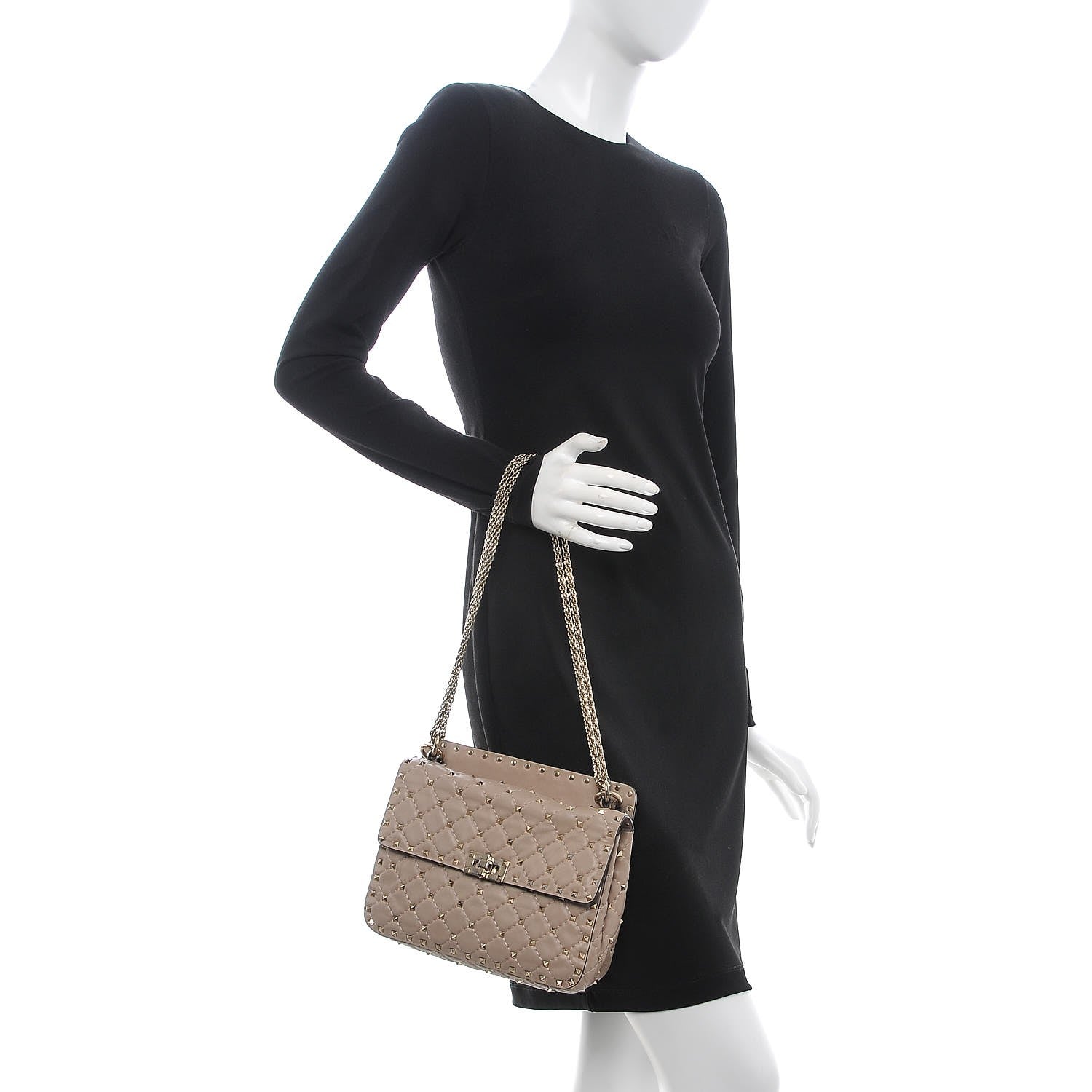 Valentino Garavani Lambskin Medium Rockstud Spike Shoulder Bag Poudre 3 of 10