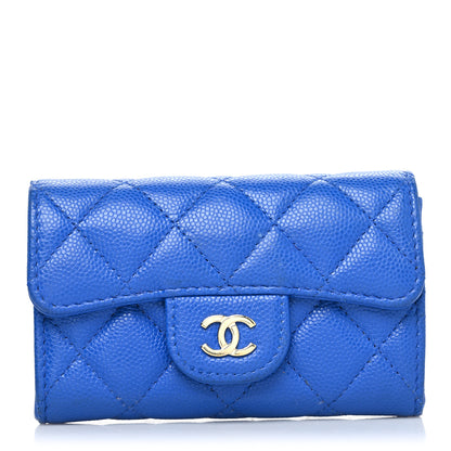 Chanel Caviar Quilted Flap Card Holder Wallet Blue 1 of 12