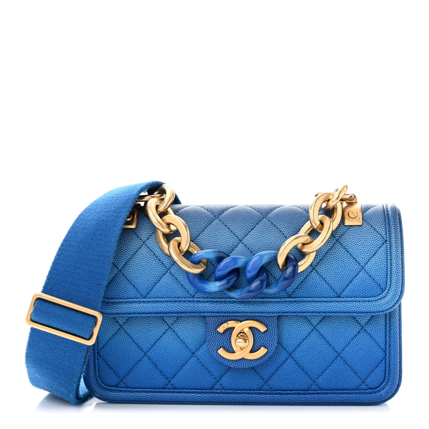 Caviar Quilted Small Sunset On The Sea Flap Blue