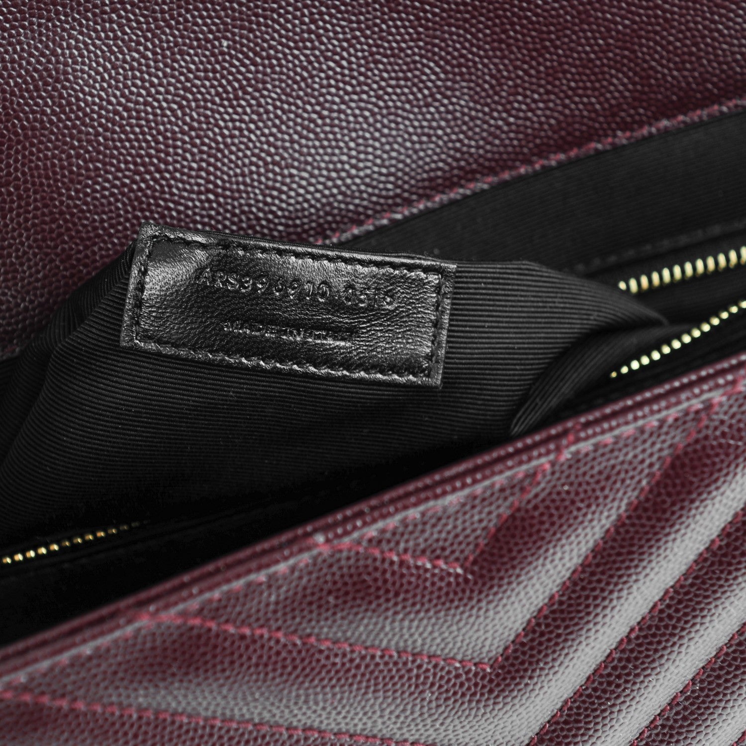 Saint Laurent Grain De Poudre Matelasse Chevron Large Monogram Satchel Burgundy 7 of 7