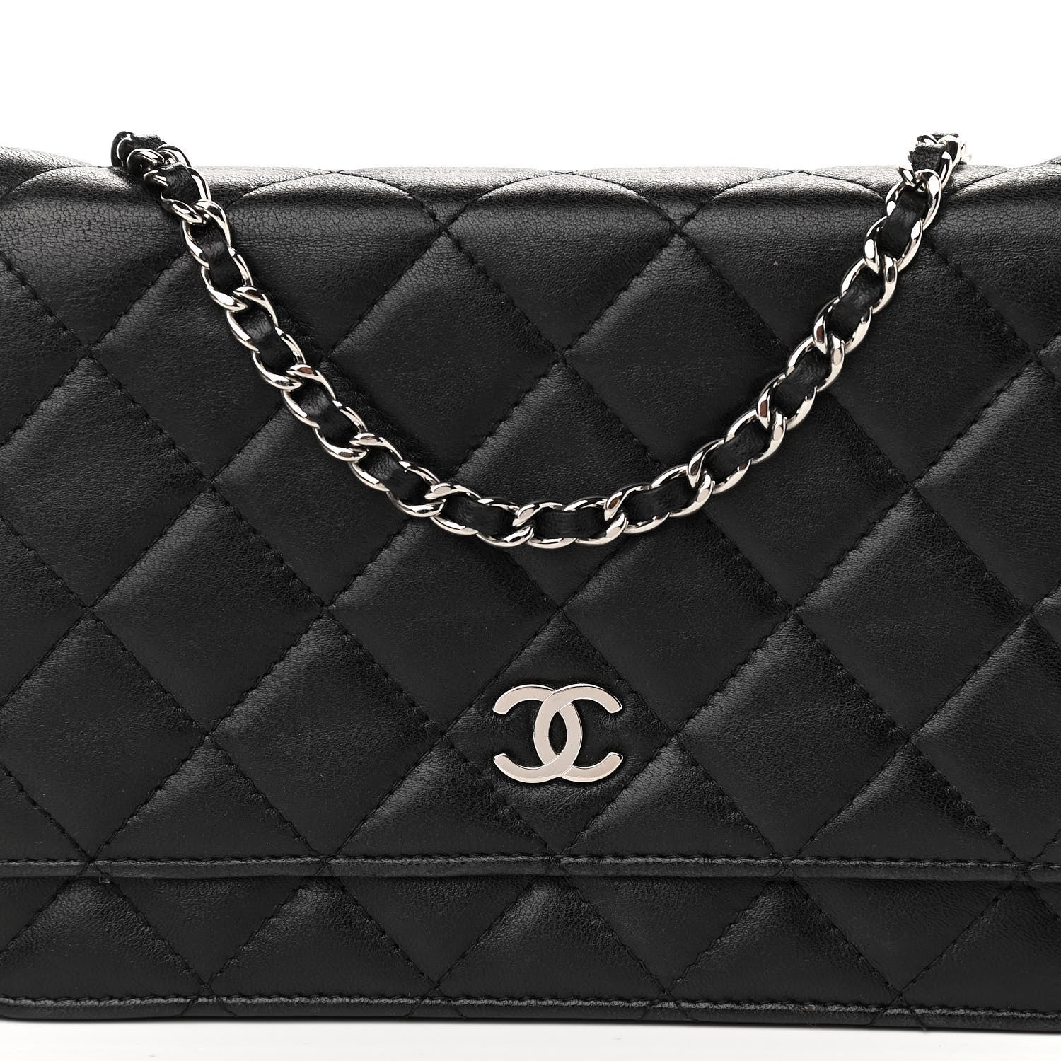 Chanel Lambskin Quilted Wallet On Chain WOC Black 9 of 14