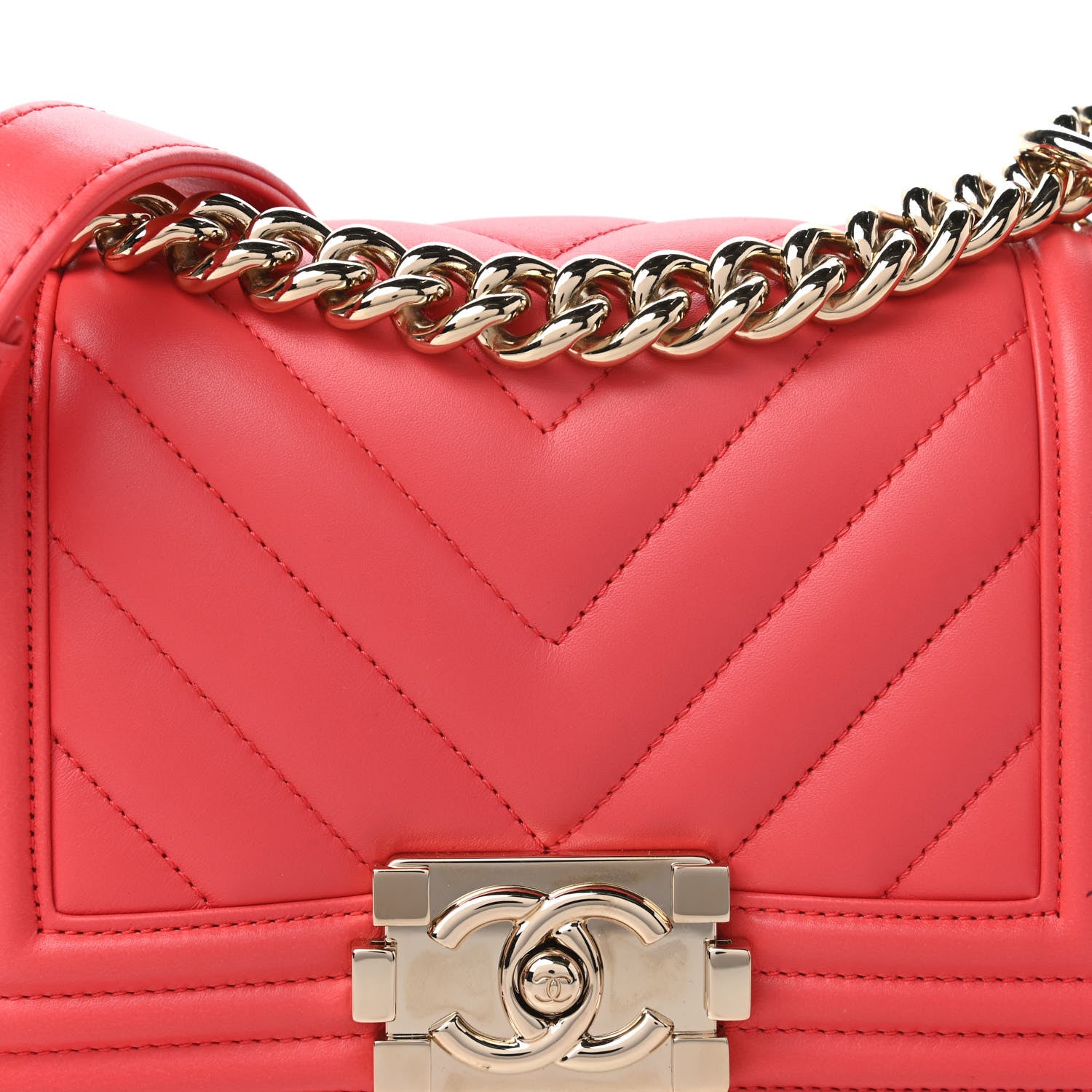 Chanel Lambskin Chevron Quilted Small Boy Flap Dark Pink 10 of 10