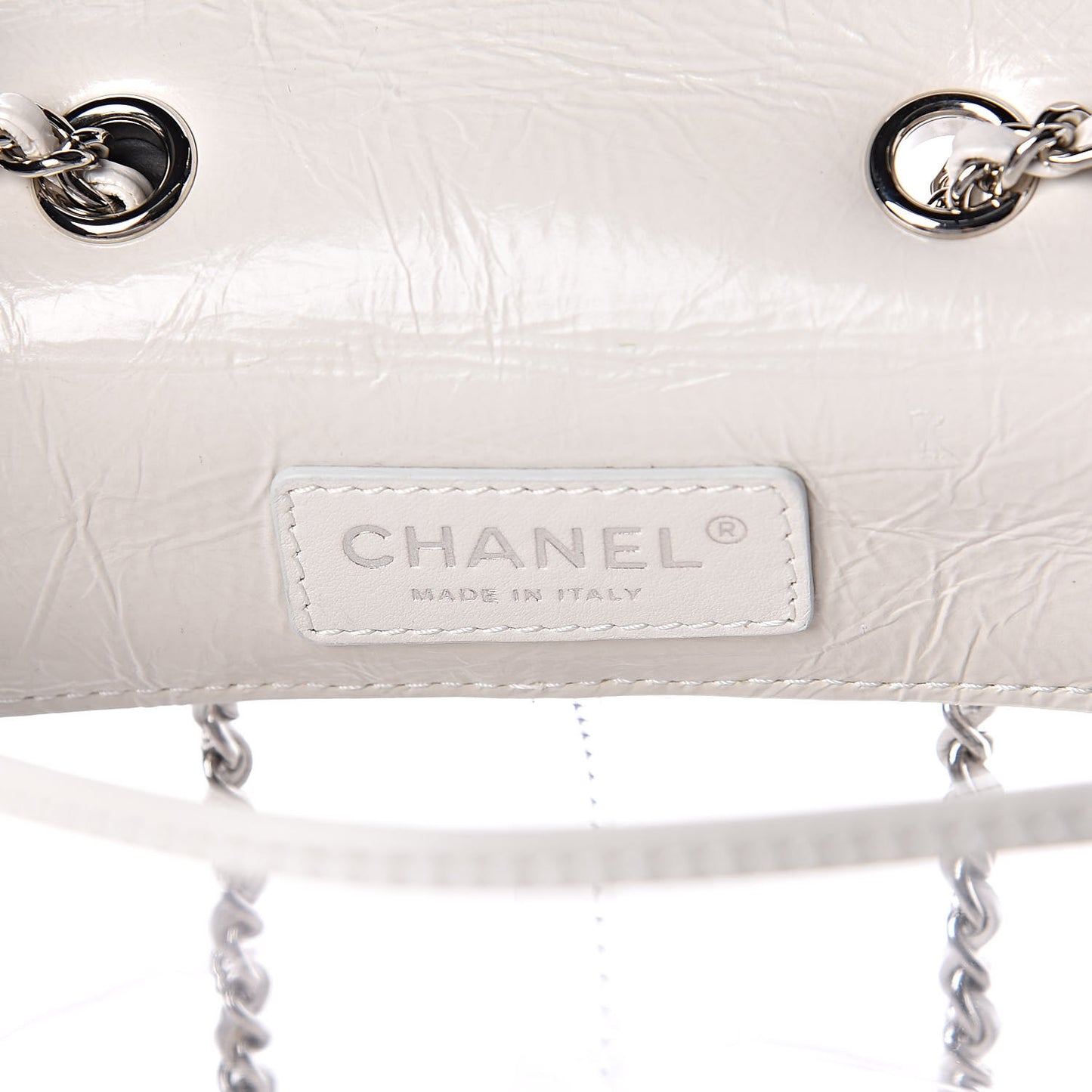 Crumpled Calfskin PVC Quilted Backpack White