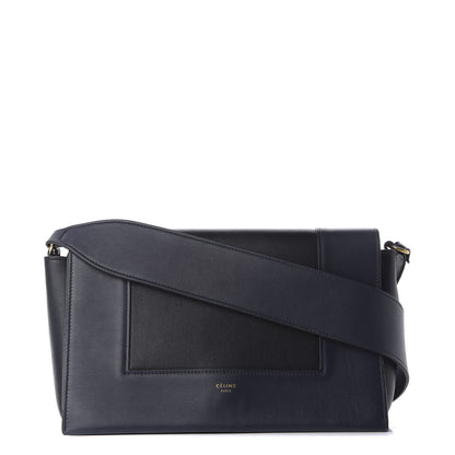 Celine Shiny Smooth Calfskin Medium Frame Shoulder Bag Black Navy 1 of 8