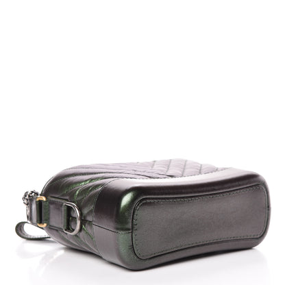 Chanel Metallic Calfskin Chevron Quilted Small Gabrielle Hobo Green 4 of 11