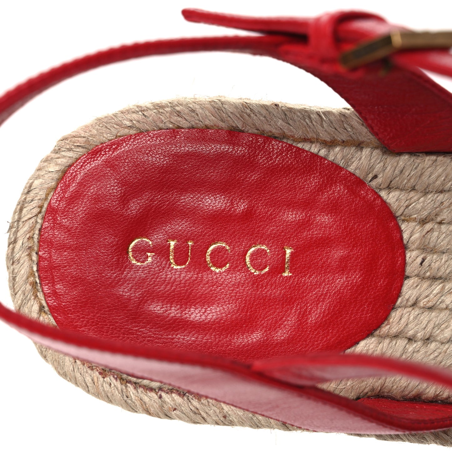 Cotton Malaga Kid Crochet Pearly GG Lilibeth Espadrille Platform Sandals 39 Hibiscus Red