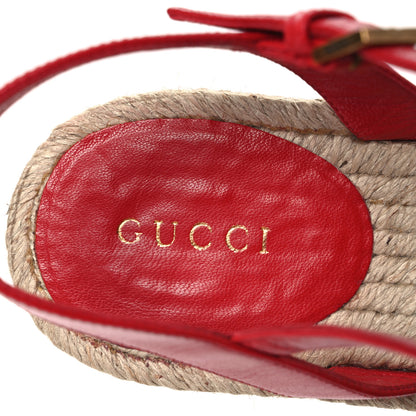 Gucci Cotton Malaga Kid Crochet Pearly GG Lilibeth Espadrille Platform Sandals 39 Hibiscus Red 9 of 11
